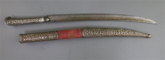 A 19th century Indian silver mounted dagger, overall length 19in.